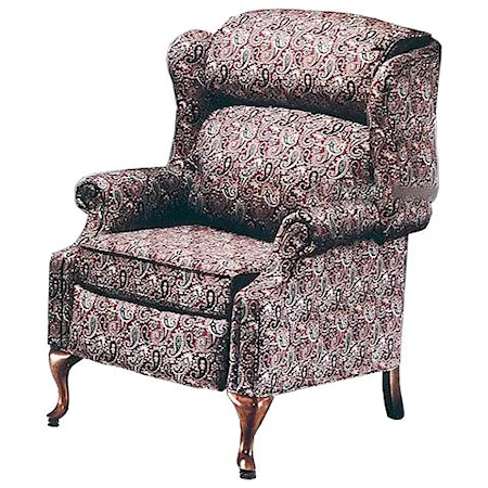 Traditional Styled Wing Recliner with Cabriole Legs